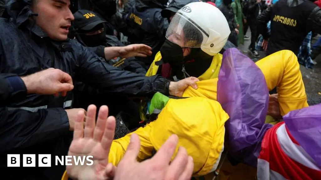 Riot police face off against Georgia protesters