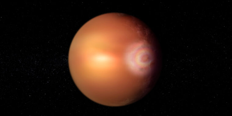 Glow of an exoplanet may be from starlight reflecting off liquid iron