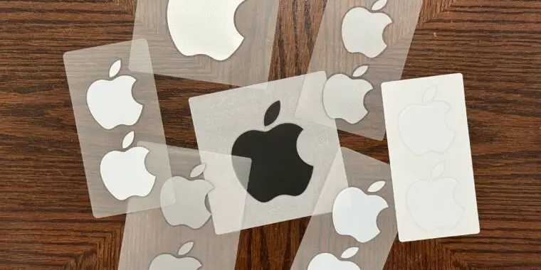 Apple’s plastic-free packaging means pack-in logo stickers are going away