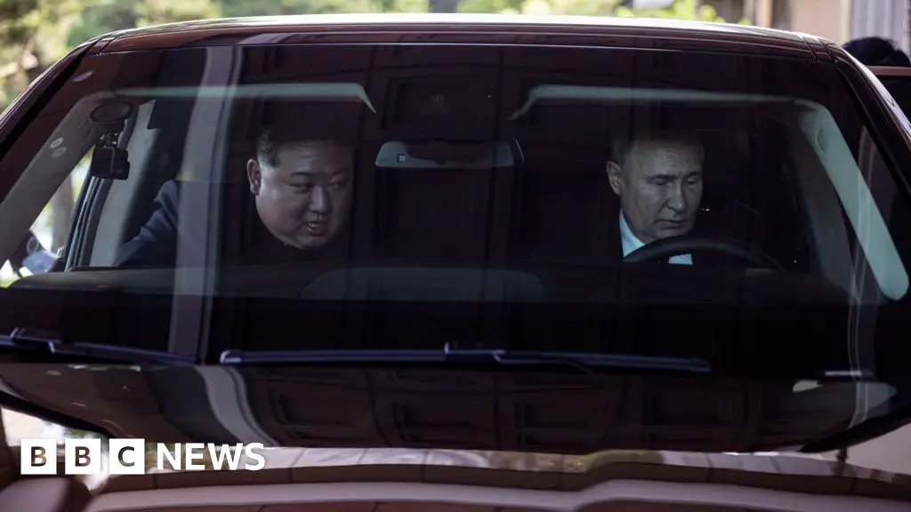 Putin and Kim exchange gifts of limousine, tea set and ‘busts’ in North Korea