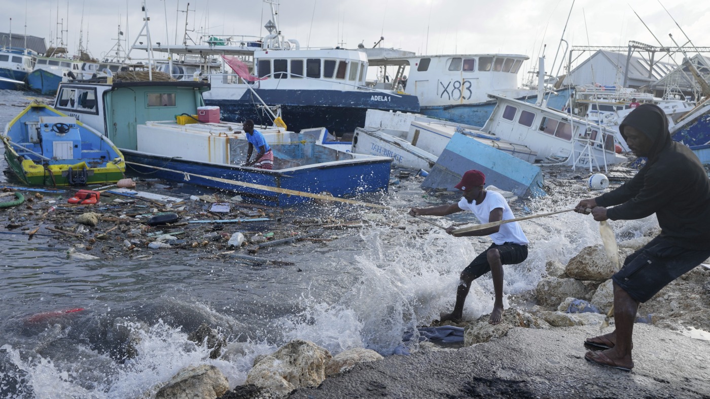 Hurricane Beryl changes intensity to Category 4 as it powers toward Jamaica : NPR